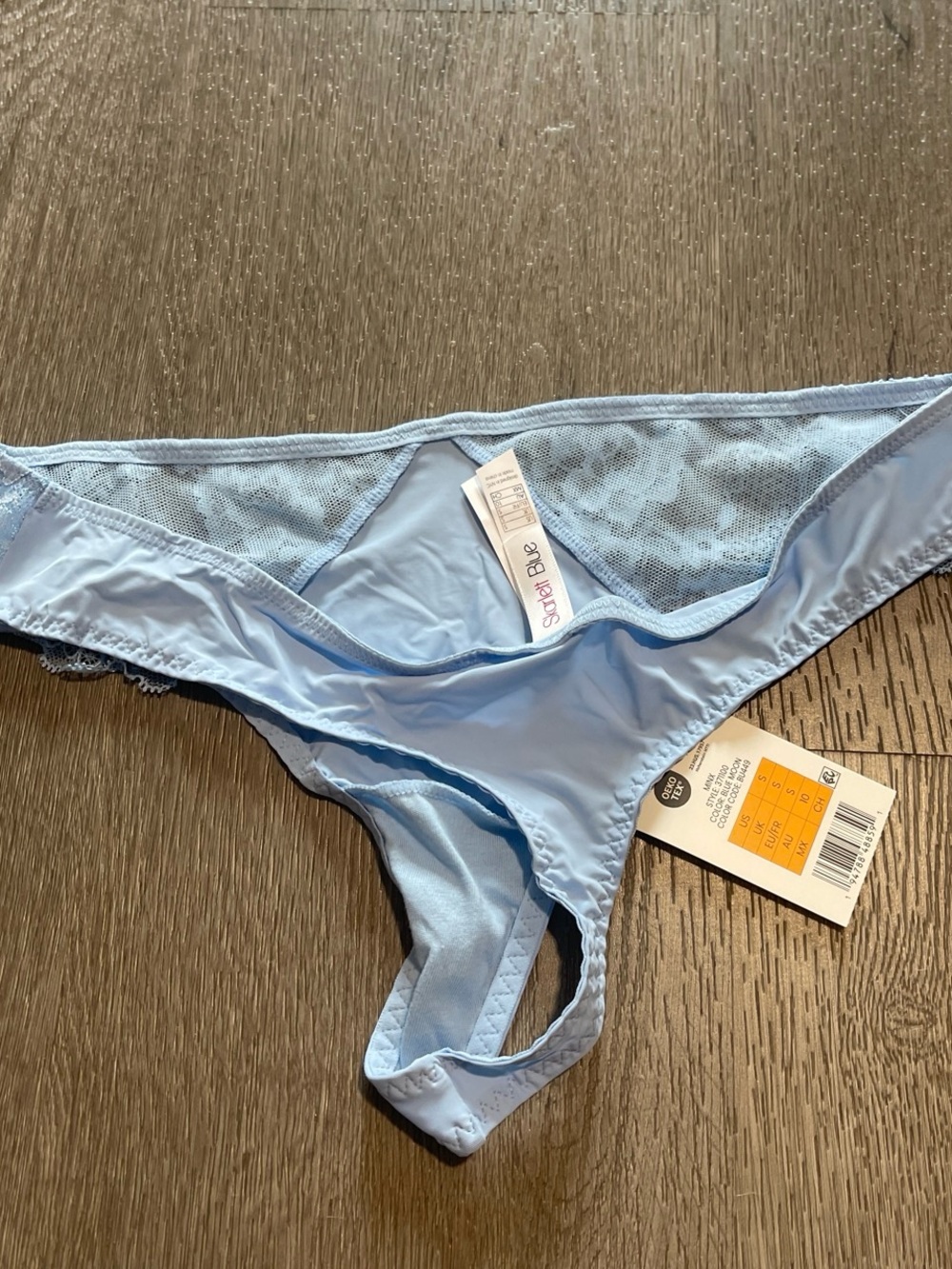 Skarlett Blue Light Blue Satin & Lace Thong